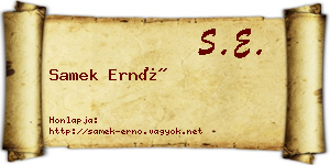 Samek Ernő névjegykártya